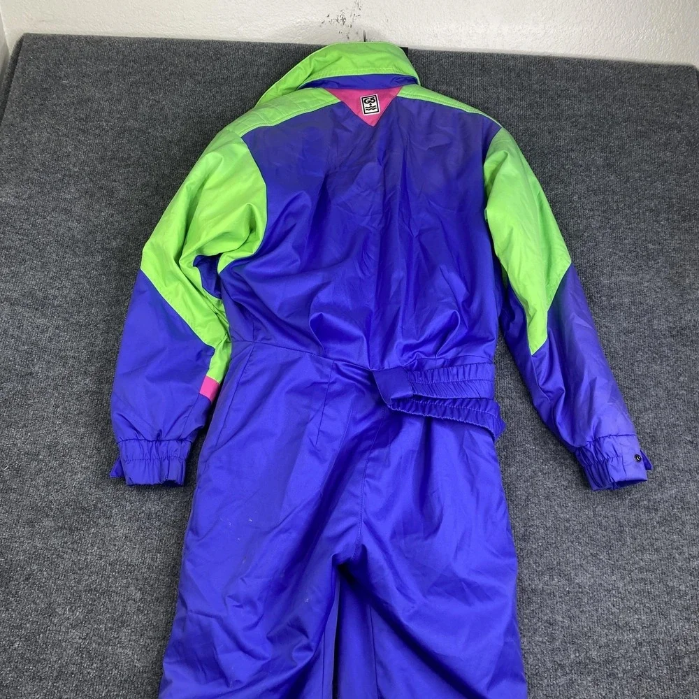 Vintage Black Bear Ski Jumpsuit Womens Small Purple Neon Colorblock RECCO 80s - Picture 10 of 13